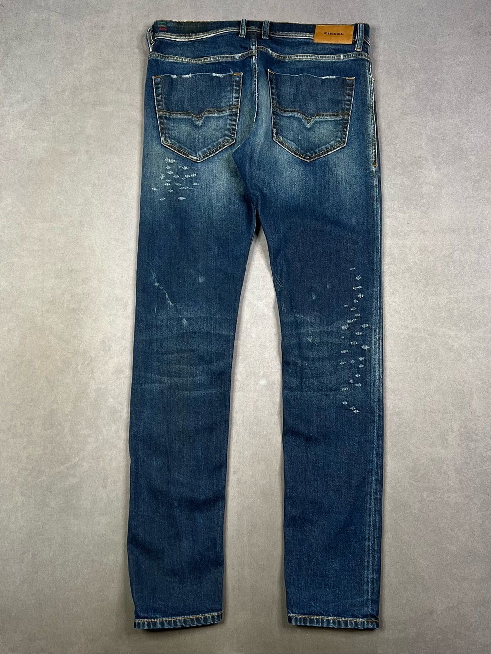 Diesel Men Slim Straight Distressed Blue Jeans